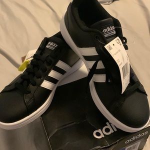 Adidas all star foam black with white stripes size 7